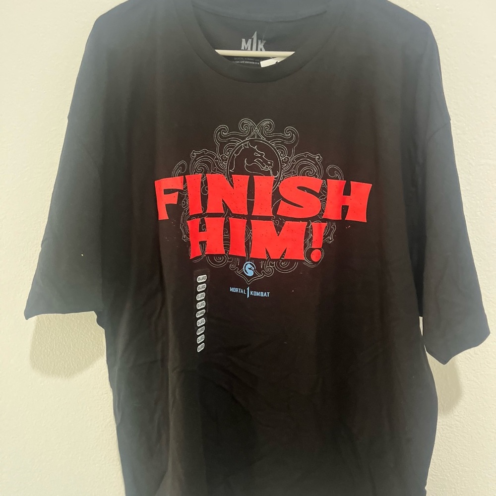 Mortal Combat Men's 2X T-Shirt "Finish Him" Black Short Sleeve Graphic Tee